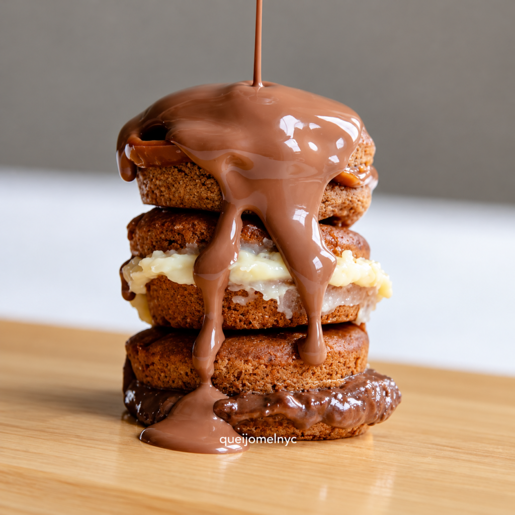 Torre de Biscoitos com Chocolate Derretido
